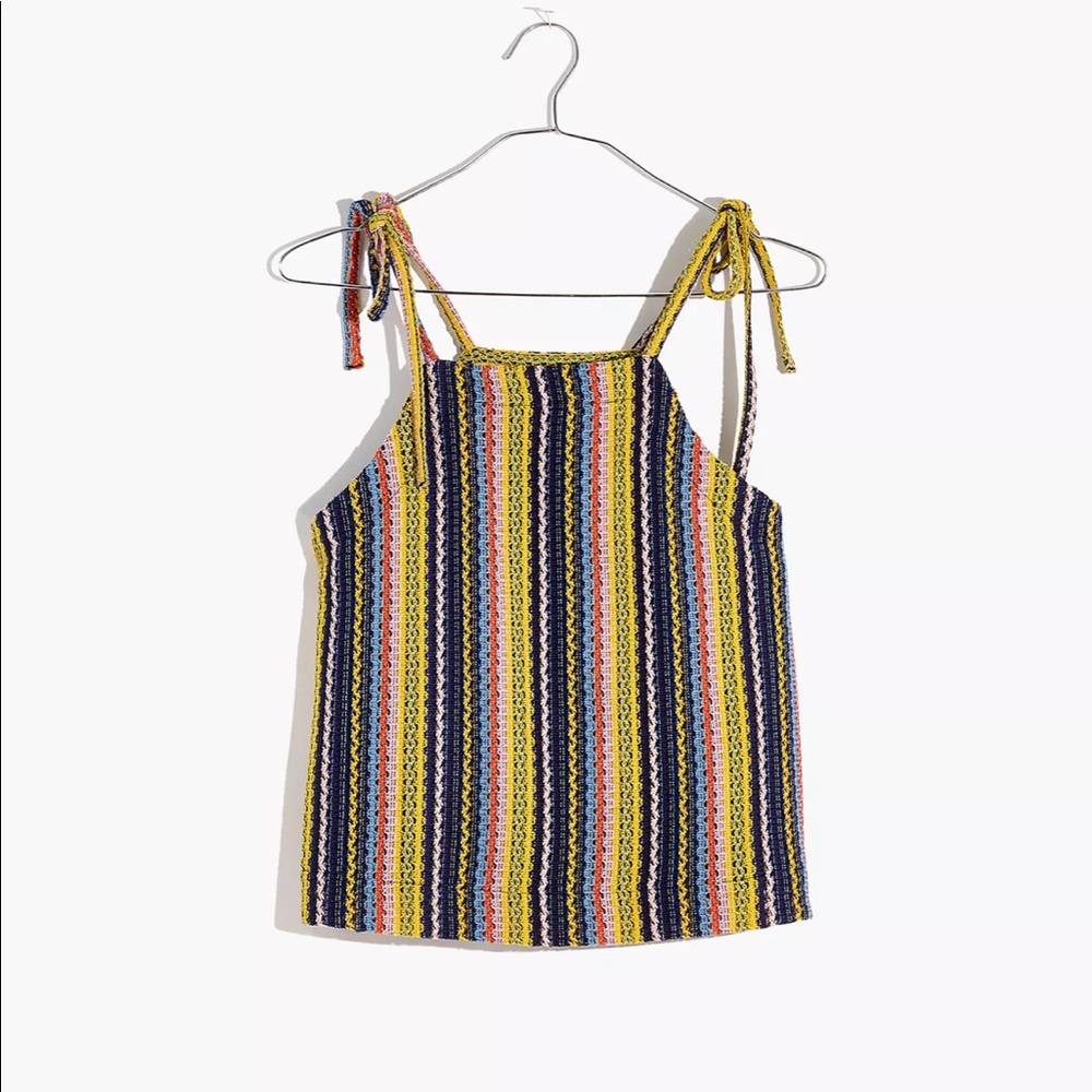 Madewell- Texture & Thread Tie-Shoulder Tank Top in Rainbow Crochet